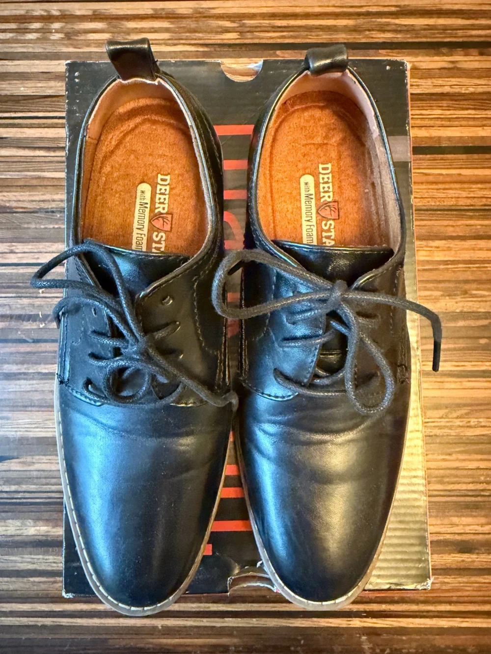 Deer Stags Boy’s Black Lace-Up Oxford Shoes